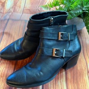 Black Leather Ankle Boots